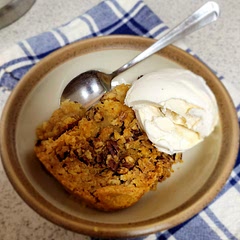 Increase butter to 1 cup, sprinkle apples w/ cinnamon & chopped pecans