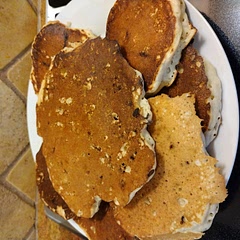 I followed the recipe exactly (except for the chocolate chips I added). Yummy, delicious, fluffy pancakes. This is our new go to pancake mix.