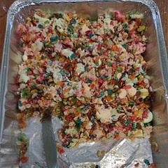 I couldn't find any Peep's so we used a 10oz bag of of colored miniature marshmallows and also used half rice krispies and half fruity pebbles. Granddaughters had a lot of fun making these. Definitely going to make again.