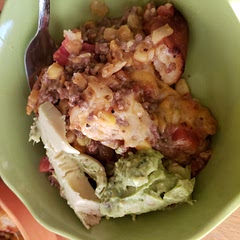 Seasoned the meat and onions with garlic & herb blend and served with sliced avacado, guacamole and seasoned tortilla chips