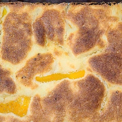 When I took this out of the oven after 30 minutes like the recipe says, it was not done.  I ended up browning it under the broiler for a couple of minutes (almost too long).  It is a cake-like cobbler, but still very tasty...and super easy to make.