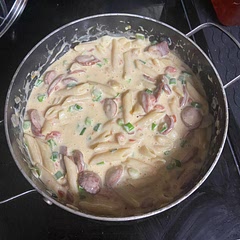 It tastes like queso dip if you use Colbyjack cheese, but with noodles and sausage. It was great. The regular was too spicy for the kids, but they still ate it. Going to try mild tonight.