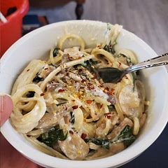 Added red pepper flakes and mushrooms like one person suggested.