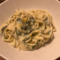 Not sure why I am using ricotta in this as it does not enhance the pasta much - a normal cream sauce would suffice. I also added parsley and cooked in some onions for more flavor, and I still don’t find the dish particularly enticing.