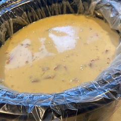 Substituted turkey bacon and just used butter. You definitely want the bacon or something else to help flavor it. Still everyone liked and would make again.