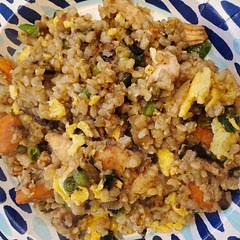 I added grilled chicken and used brown rice. I didn't have time to chill the rice. I have made better fried rice in the past off the top of my head and won't be using this recipe again. It may have been because of my rice, but still not worth trying again.