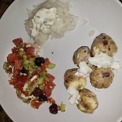 Since I didn't have all the fresh ingredients for the meatballs it was still ok, next time I'd add more of the dry ingredients I had available. Great combinations of flavor with salad & rice!