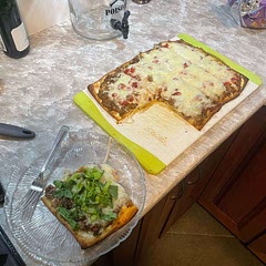 Was awesome! I added half a chopped up yellow onion, double the cheese. Cooked the crust half the time it called for on the package first so center is crisp