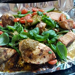 Added basil to serve. Extra pesto otherwise would have been too dry😁