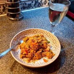 Added 1 extra cup of rice, 2 cups of water and more paprika to make leftovers