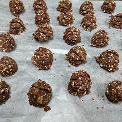 I hate dates.  That being said, I mixed all the dry ingredients and then slowly added honey so that the mix was not dry nor was not tacky.  Then used a small scoop and packed it in the scoop before placing them on wax paper.