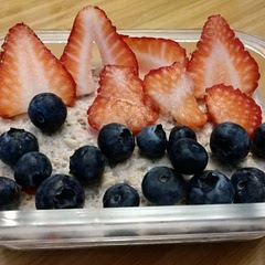 Would use 2 cups of chopped strawberries instead of only 1.  

Didn't add the extra strawberry jam on top, but will try that next time.  

Super tasty and very filling.