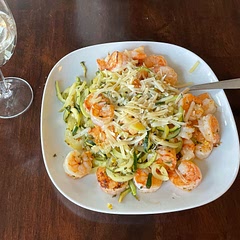 SO good. I went heavy on the shrimp and Parmesan. I also squeezed water out of the zucchini ahead of time to avoid sogginess. Used Pinot Grigio to deglaze instead of the broth (and then had a glass while I ate).