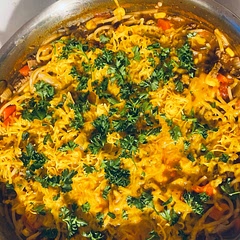 This was really different, but quite tasty.  We were pleasantly surprised. I added a diced bell pepper and some corn, along with my favorite not too spicy taco seasoning from Epicure.