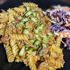 Added a shallot with the beef, and added onion powder, oregano and thyme. Doubled the spices in the recipe. Topped with chopped pickled gherkin and served with coleslaw. Beautiful! Easy and really filling.