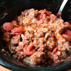 This is a family favorite. The best part is no measuring! All of the meats come prepackaged and the sauce is in a 14 oz jar. This is super quick and easy and tastes delicious.
