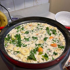Food shortage means kale and tortellini but it still is great!