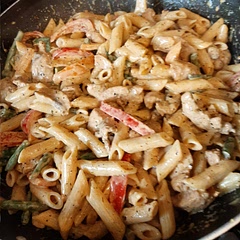This was very delicious indeed. Quite a lot of prep but well worth it. I added chopped fresh green beans to this and it worked well. I would like to try with thinly sliced beef steak