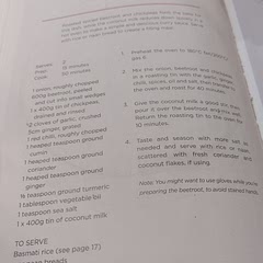 * See notes for recipe (photo).