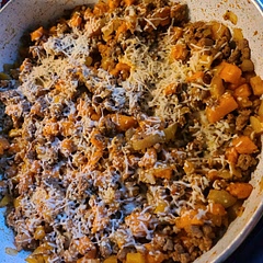 Added worcestershire, chili powder, and paprika per the other reviews recommendations. Came out excellent. I also cooked the sweet potatoes like home fries in a separate pan and started the peppers and onions prior to adding the turkey.