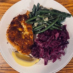 I made this to go with our schnitzel.  It was really good, slightly tangy-sweet and not very “cabbagey”. It reminded me of a side they served in the restaurants in Germany when I was a kid.