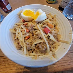 Used what i had in the kitchen at the time. Turned out really good! :) added an egg and korean sweet chili sauce on top and made it so good!