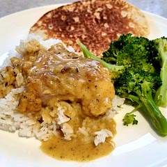 I made with chicken thighs and didn't need to flatten them. The kid's absolutely devoured it (and so did I)! The smell of garlic and butter caramelising was so good. I'll add mushrooms next time.