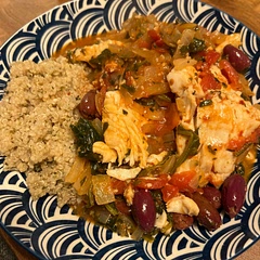 Made with a side of garlic quinoa - spicy!