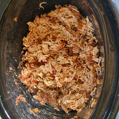 This was very nice and easy to do.. I used chunky salsa. After shredding chicken I left it on low for another hour.