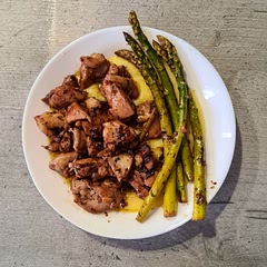 I cannot describe how good this is.
I made some modifications to the recipe, though. I used red wine instead of chicken broth, and trust me, it works wonderful. This one was also mentioned in the recipe.
Second change is that, instead of serving it with rice, as recommended, I served it on polenta, and I think it works so much better than rice would have!