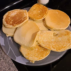 I don't make the prettiest pancakes but I am very happy with how these turned out!! Great breakfast for my toddler too!!