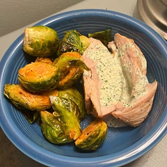 Marinated the pork tenderloin for 3 hours and actually baked it in the oven for 40 mins. Cilantro dressing is light and tasty. Paired it with the smoked paprika and orange Brussels sprouts 🙂