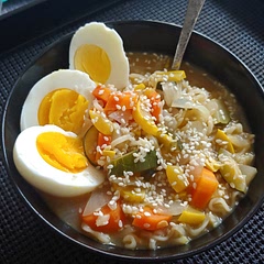 This was a yummy recipe! I used carrots, zucchini, squash, and onion for the veggies. I mixed bone broth with veggie broth. I'll be making this again.
