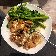 I fried broccoli with garlic and soy sauce rather than bok choi
