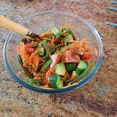 I added extra veg too: carrots (shredded) and green beans.