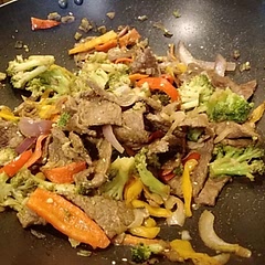 It smells amazing and tastes great! I improvised with onions from the farmers market, mini assorted bell peppers, and a bag of frozen broccoli. Served over white jasmine rice. So quick and easy!