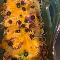 Used medium heat on red sauce to kick up the spice!! Love it and so did the hubs! 
Took picture after we had already eaten 1/2!