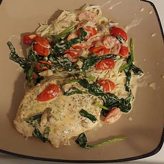 I doubled the sauce, added mushrooms, also added other seasonings to the chicken when I first cooked it then served over angel hair. It was amaze balls! And so quick. I'll definitely be making this again
