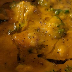 I used the recipe as a base idea because I didn't have potatoes or carrots, so I used sweet potatoes and broccoli. I also didn't have regular veggie broth but I did have a couple cans of Amy's Carrot Ginger Soup. And no chili's so I used cayenne pepper. It was delicious.