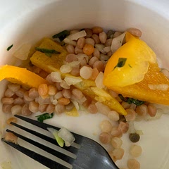 Very versatile. I added onion and fresh herb today and served it cold over 1/2 yellow bell pepper.