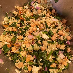 This was fast, easy and delicious! Very filling and tasty! We used couscous instead and spinach.