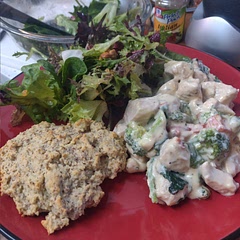 Doesn't quite look like the picture on the site, but it might be because I used Monterey jack cheese. Nonetheless it was fantastic. 

Pictured here with salad and keto biscuits.