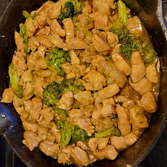 Made with cauliflower and broccoli instead of carrots. Served with egg noodles. Cheap great tasting alternative to ordering takeout!