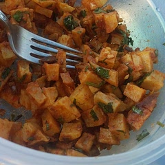 Very tasty! Spicy! Opted for baking the potatoes. Simple, but don't underestimate how long it takes for even small potato cubes to bake through.