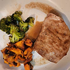 Pork chops were oh so tender! I followed another's recommendations of not roasting the broccoli an extra 5 minutes. Will make again and add different veggies for variety!