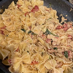 It had a little bit of kick to it but not bad. My 3yr old had no problem eating it. 
It was pretty yummy!
The only thing I think that this needs, is parmesan or mozzarella mixed in at the end