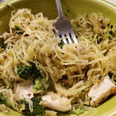 added pan fried chicken and steamed broccoli