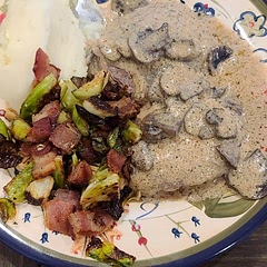 I made pepper jack mashed potatoes and spicy brussel sprouts with bacon as my sides