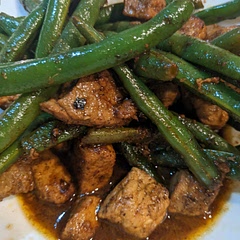 AMAZING FLAVOR! 
Easy to throw together, low carb, and quick!
If only I could get my pork to be tender, but that is always hard to me with pork chops. But again, this will definitely be a recipe I return to. Could also use chicken, cubed beef etc .