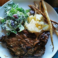 First time I've tried it, as the ingredients always seemed odd. It turned out delicious. Had it with grilled rib eye steak, boiled cyprus potatoes, and some odd baked parsley roots from the extra parsley from the herb garden.